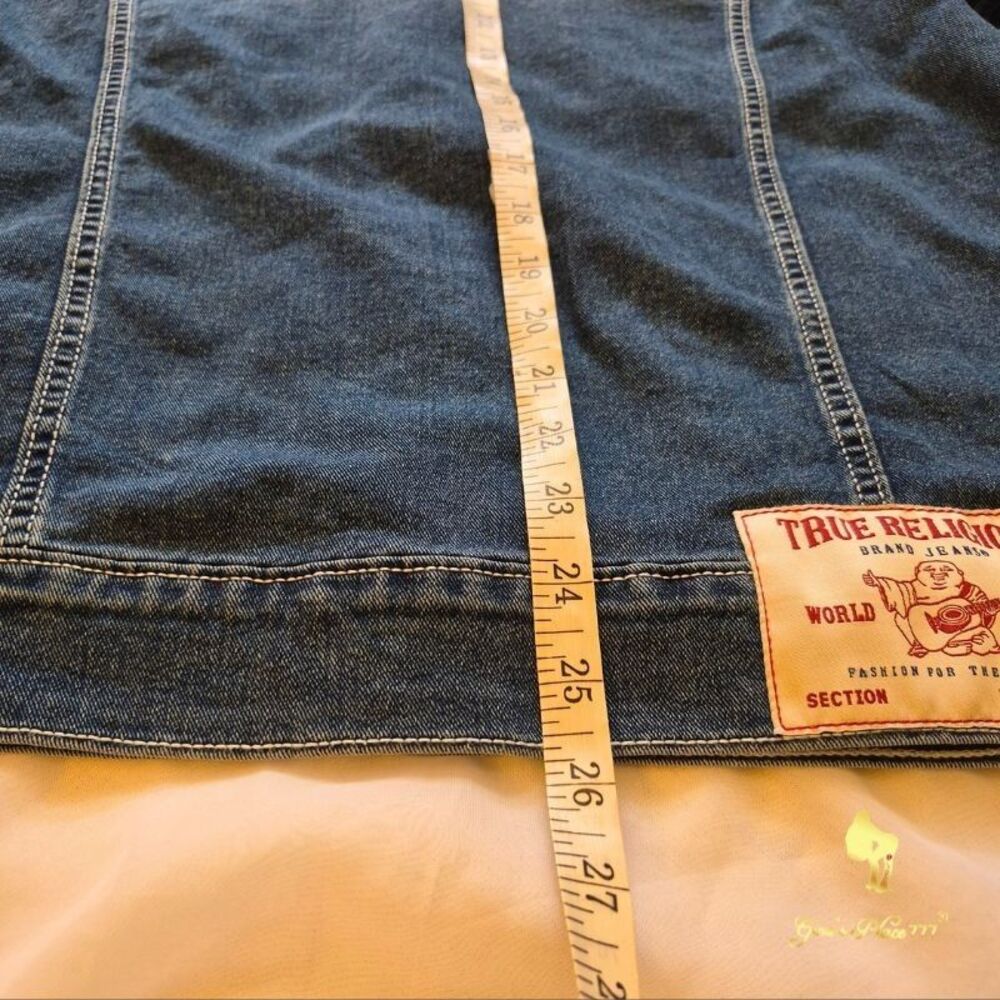 NWT True Religion Men’s Jesse SN Trucker Denim Jean Jacket Medium Flake, Size L - Picture 14 of 16